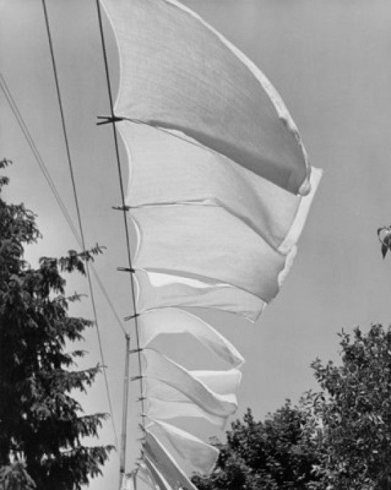 Low Angle View of Clothes Drying on a Clothesline Fine Art Print