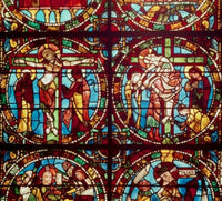 Crucifixion Stained Glass Art Print from Chartres Cathedral, France