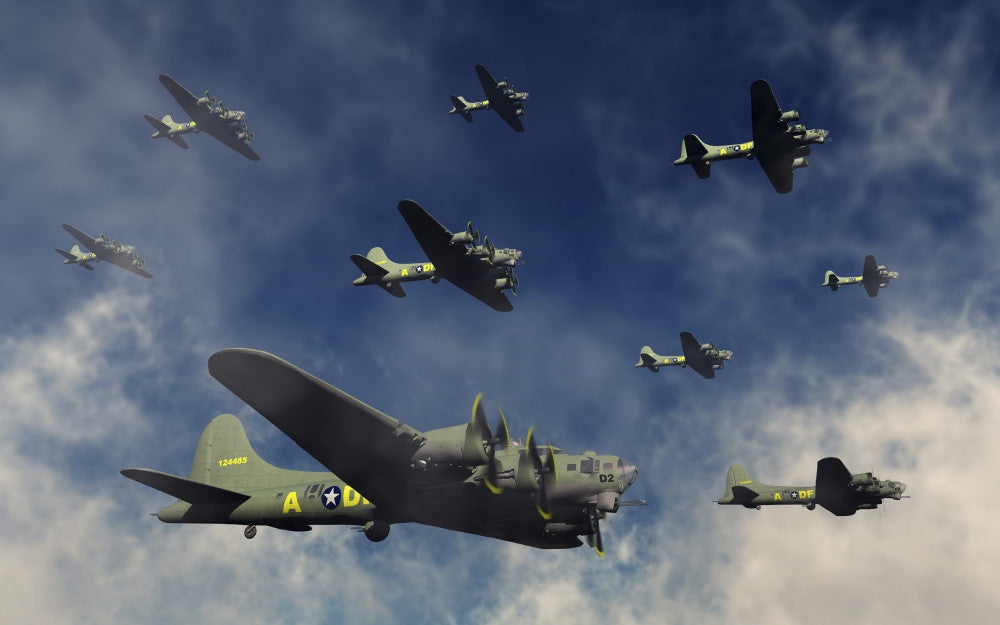 B-17 Flying Fortress Bombers Formation Fine Art Print by Mark Stevenson