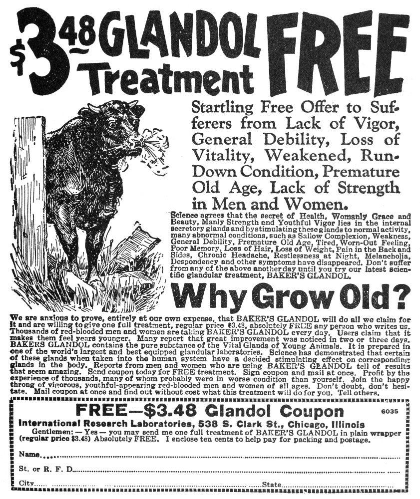 Vintage Patent Medicine Advertisement Poster Print - Baker's Glandol (c. 1920) by Granger Collection