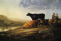 Young Herdsmen with Cows Fine Art Print by Cuyp Aelbert