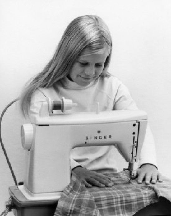 Girl at Sewing Machine Fine Art Print - Various Sizes Available