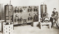 Radio Announcer Transmitting News Bulletin in 1920 Fine Art Print