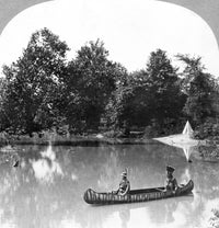 Canoe C1916 - Native American Couple Paddling Fine Art Print