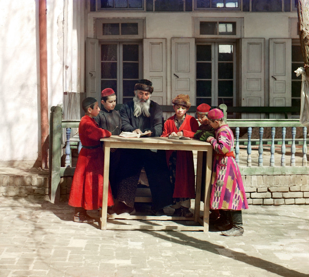 Samarkand Jewish Students Fine Art Print by Sergei Mikhailovich Prokudin-Gorskii
