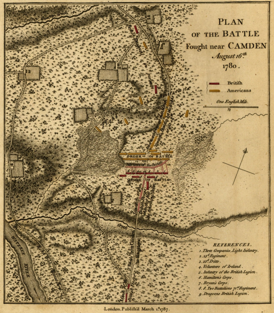 Plan of the Battle of Camden Fine Art Print by William Faden