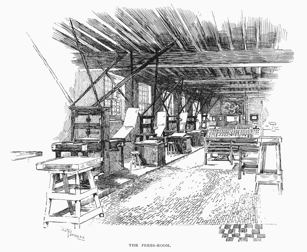 Printing Press Room Fine Art Print - C1900 Line Engraving