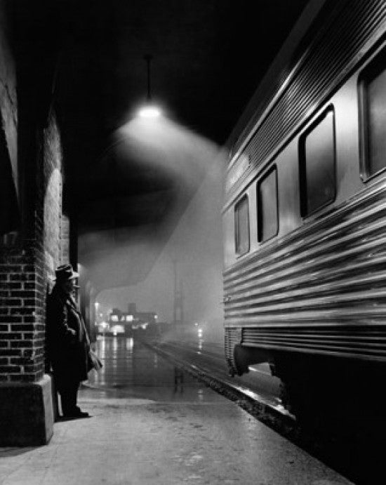 Man Waiting for a Train at a Railway Station Fine Art Print