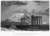 Athens: View of the Temple of Olympian Zeus Steel Engraving by Edward Finden