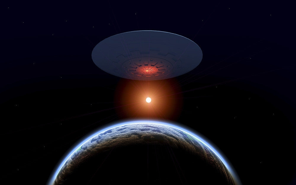 A Flying Saucer Above Its Homeworld Fine Art Print by Mark Stevenson