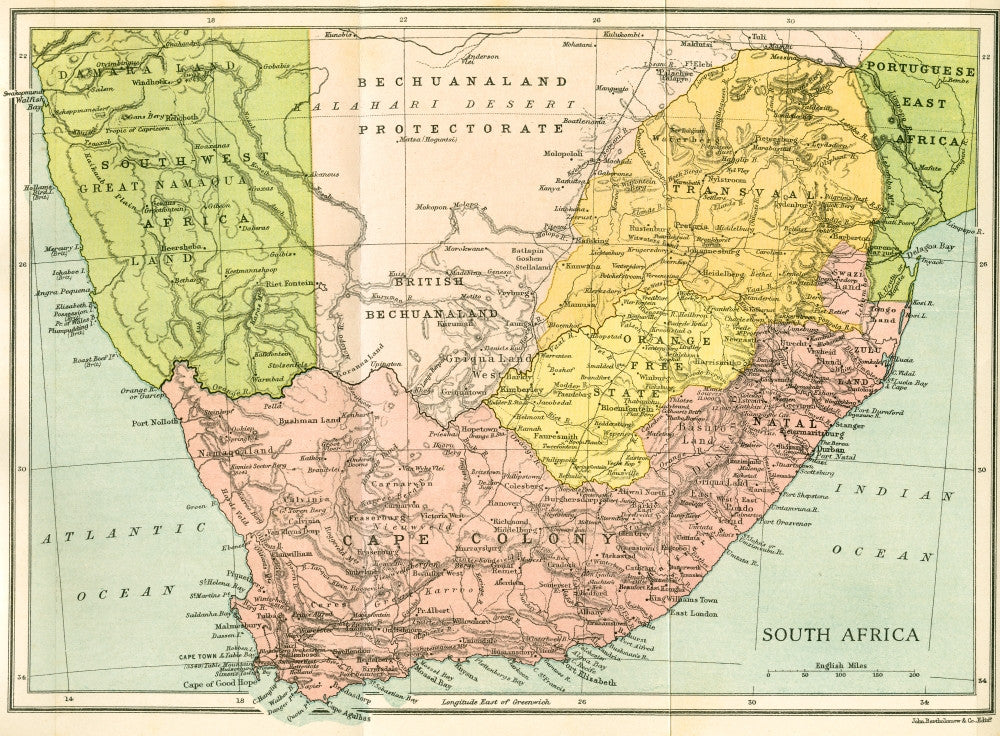 Map of South Africa (1815) - Kaffir and Boer Wars Fine Art Print by Ken Welsh