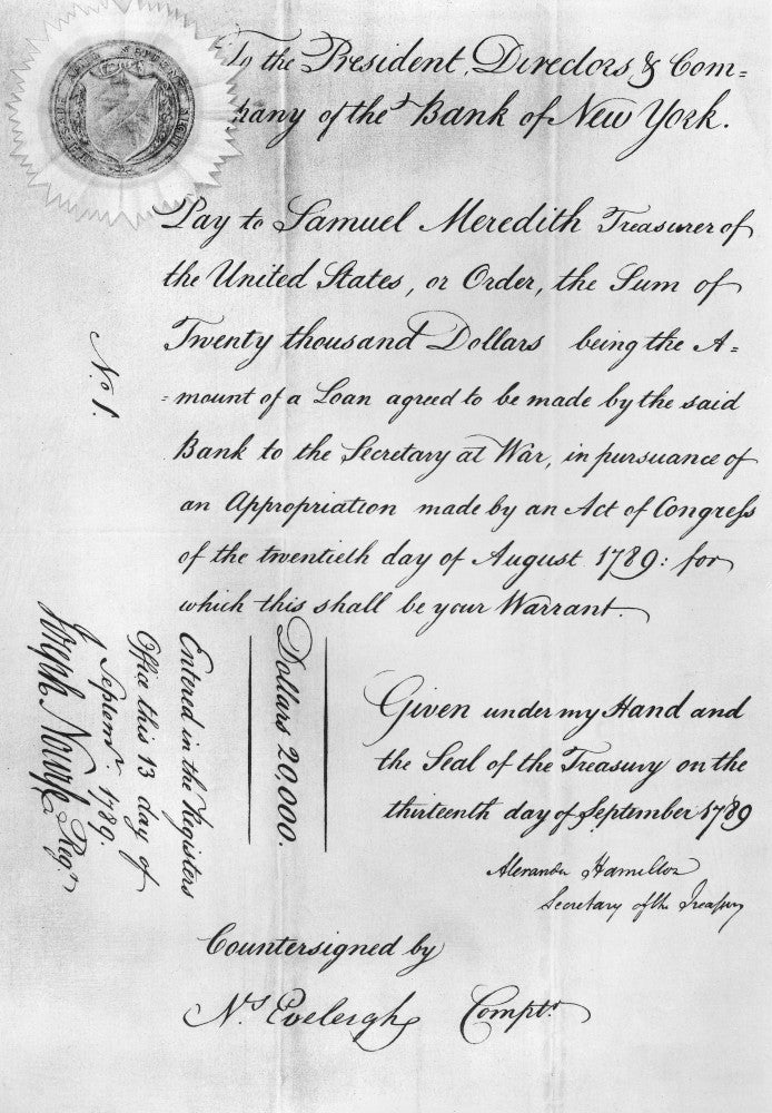 Hamilton Receipt Fine Art Print - Historic Document from 1789