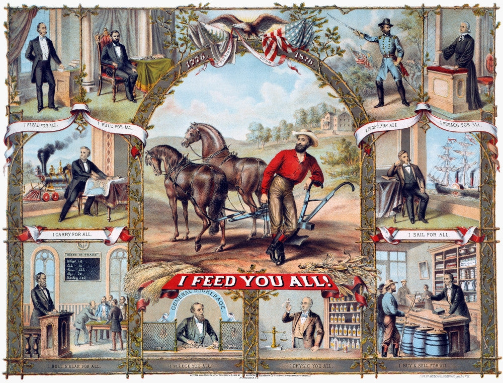 Farmer, 1875 Lithograph Print - 'I Feed You All' by American Oleograph Co.