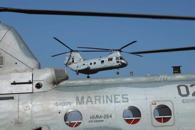 US Marine Corps CH-46 Sea Knight Helicopters Fine Art Print by Stocktrek Images