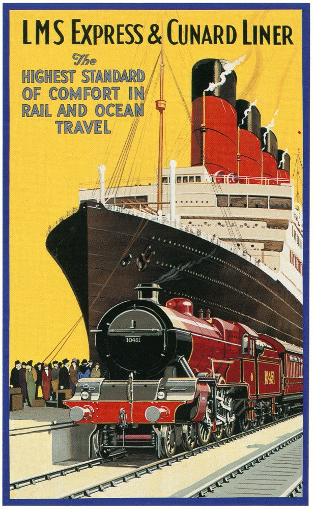 LMS Express and Cunard Line Travel Poster - Vintage Art Print