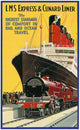LMS Express and Cunard Line Travel Poster - Vintage Art Print