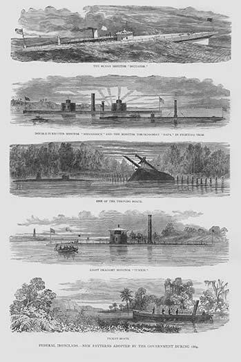 Federal Ironclad Designs in 1864 Fine Art Print by Frank Leslie