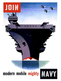 Vintage World War II Aircraft Carrier Poster Print - Join Navy
