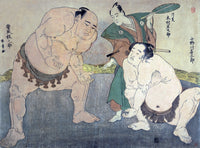 Sumo Wrestlers & Referee Fine Art Print by Shunsho