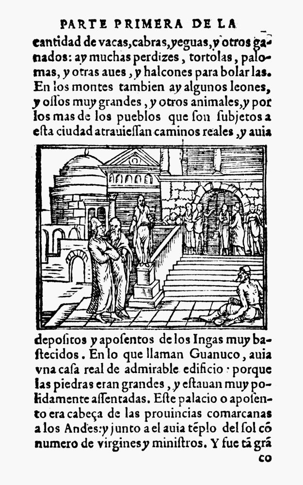 Chronicle of Peru 1554 Engraved Illustration of Huanuco