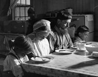 Amish Family Praying Before a Meal Fine Art Print