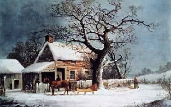 American Winter Scene: A Country Cabin Fine Art Print by Currier & Ives