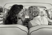 Rear View of Two Young Women Talking in Car Fine Art Print