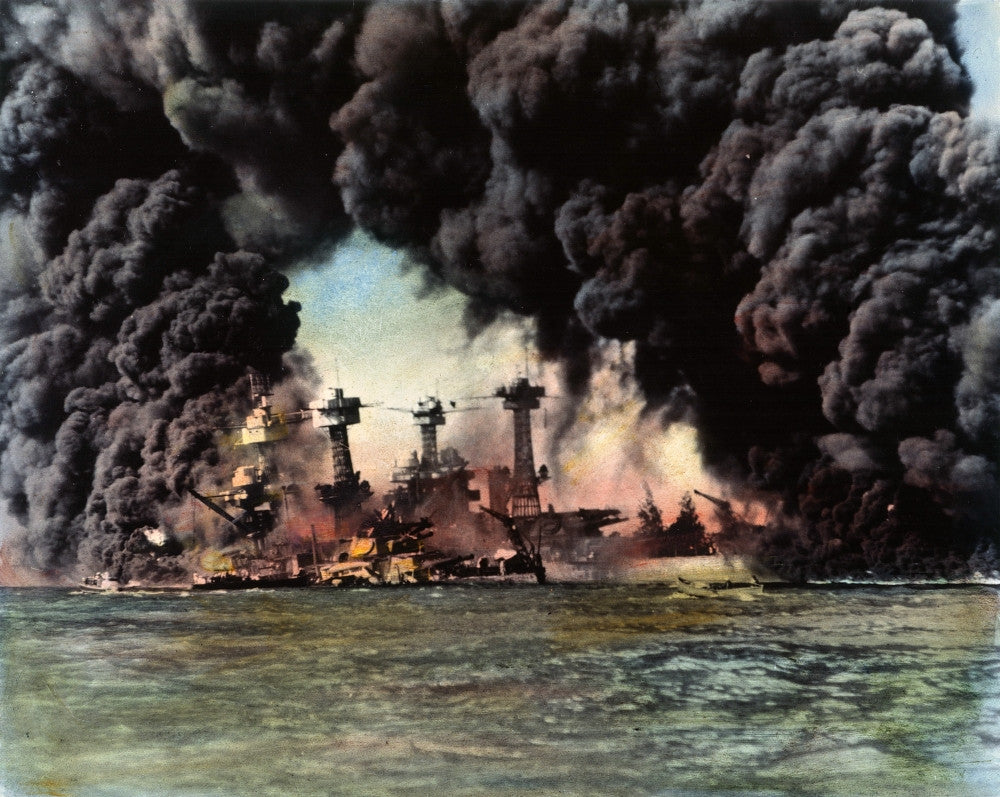 WWII Pearl Harbor 1941 Poster Print Featuring USS West Virginia & USS Tennessee