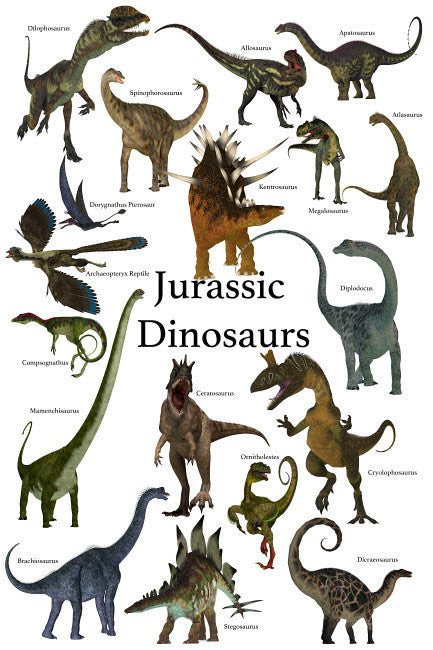 Prehistoric Dinosaurs of the Jurassic Period Fine Art Print by Corey Ford