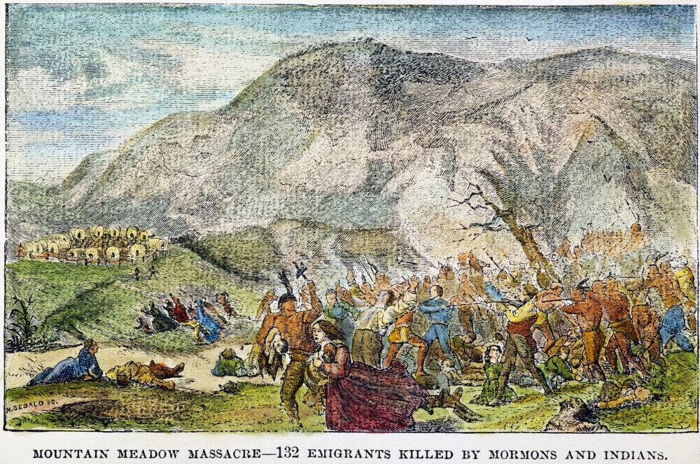Mountain Meadow Massacre Fine Art Print - Wood Engraving, 1857