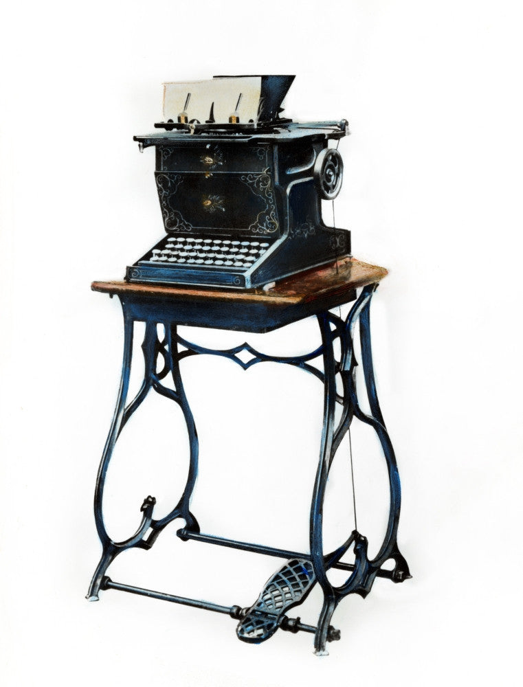 First Modern Typewriter Fine Art Print - Designed by Sholes, Glidden, and Soule