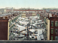 New York City Clothesline Photochrome Print - Vintage 1900