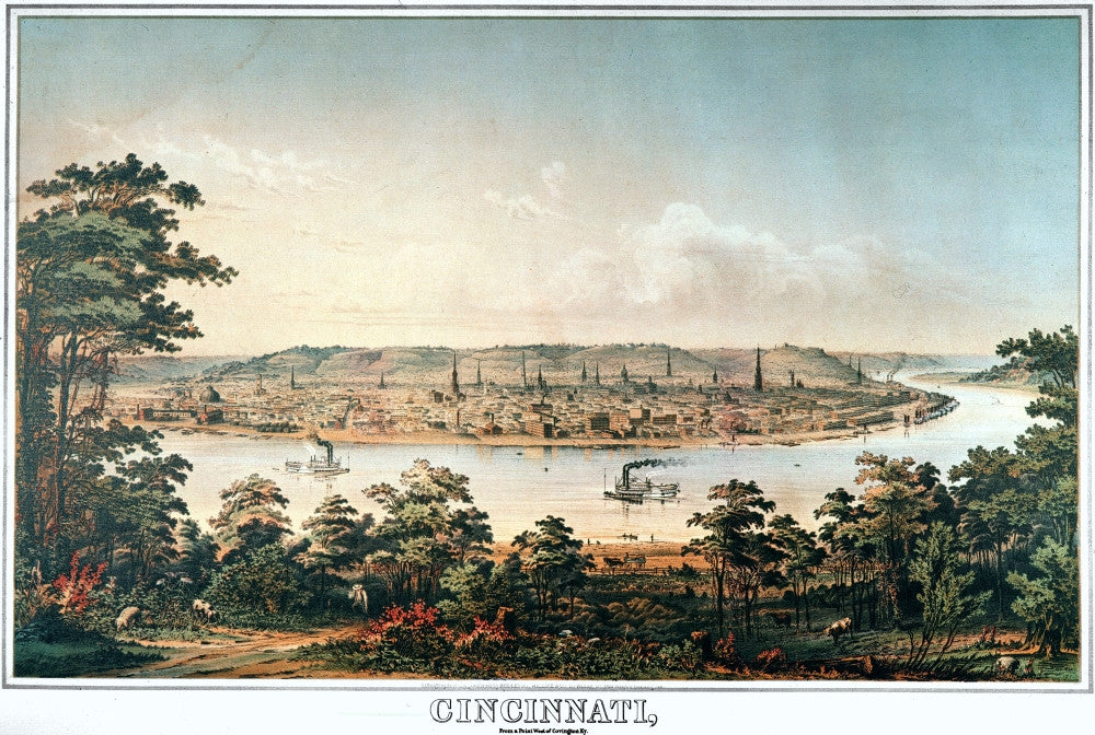Cincinnati River View C1856 Lithograph Print by Granger Collection