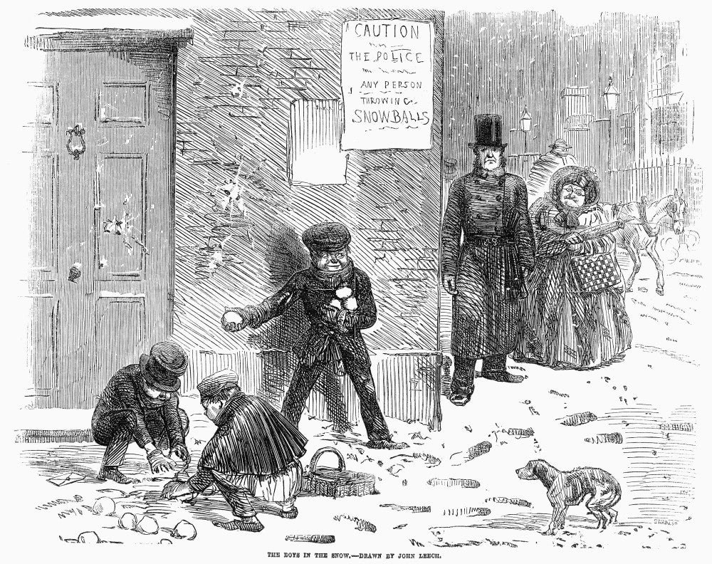 Boys in the Snow Fine Art Print - England: Winter, 1855