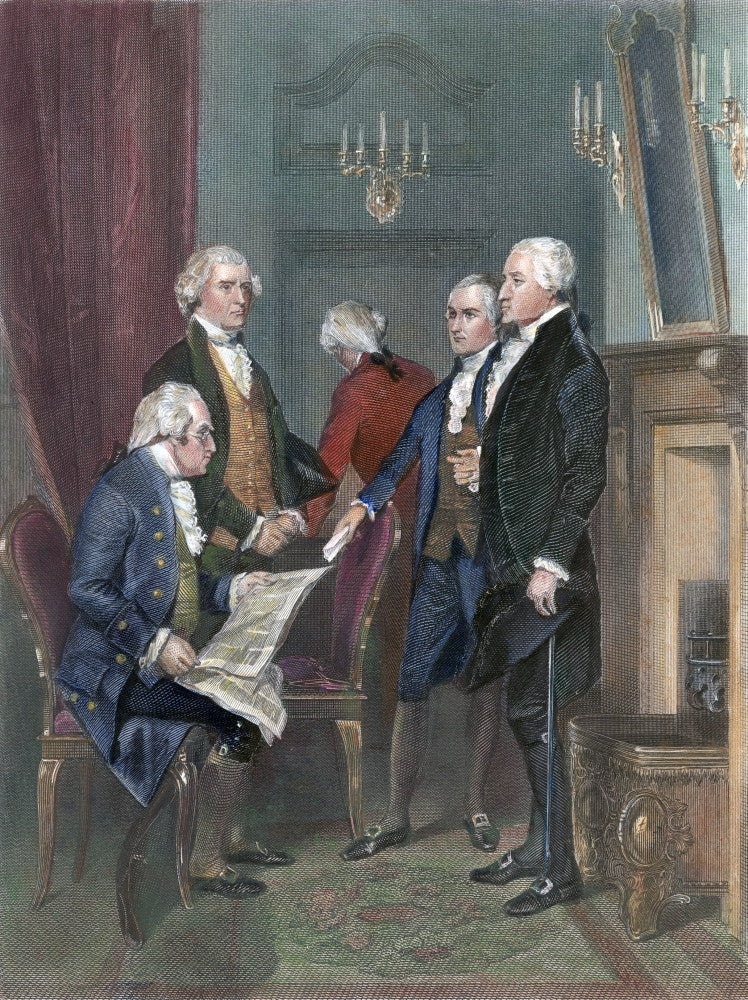 George Washington and His Cabinet Fine Art Print - Engraving by Alonzo Chappel