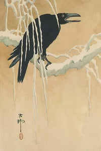 Blackbird in the Snow Fine Art Print by Koson Ikeda