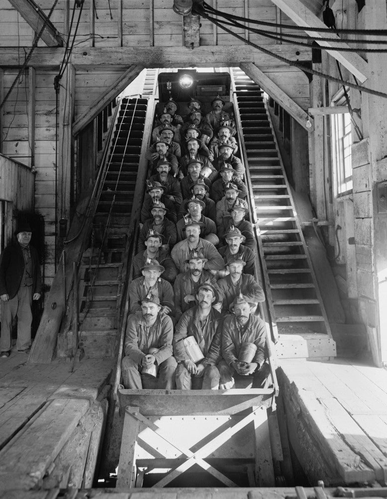 Miners in Open Tram at Calumet and Hecla Mining Company Poster Print