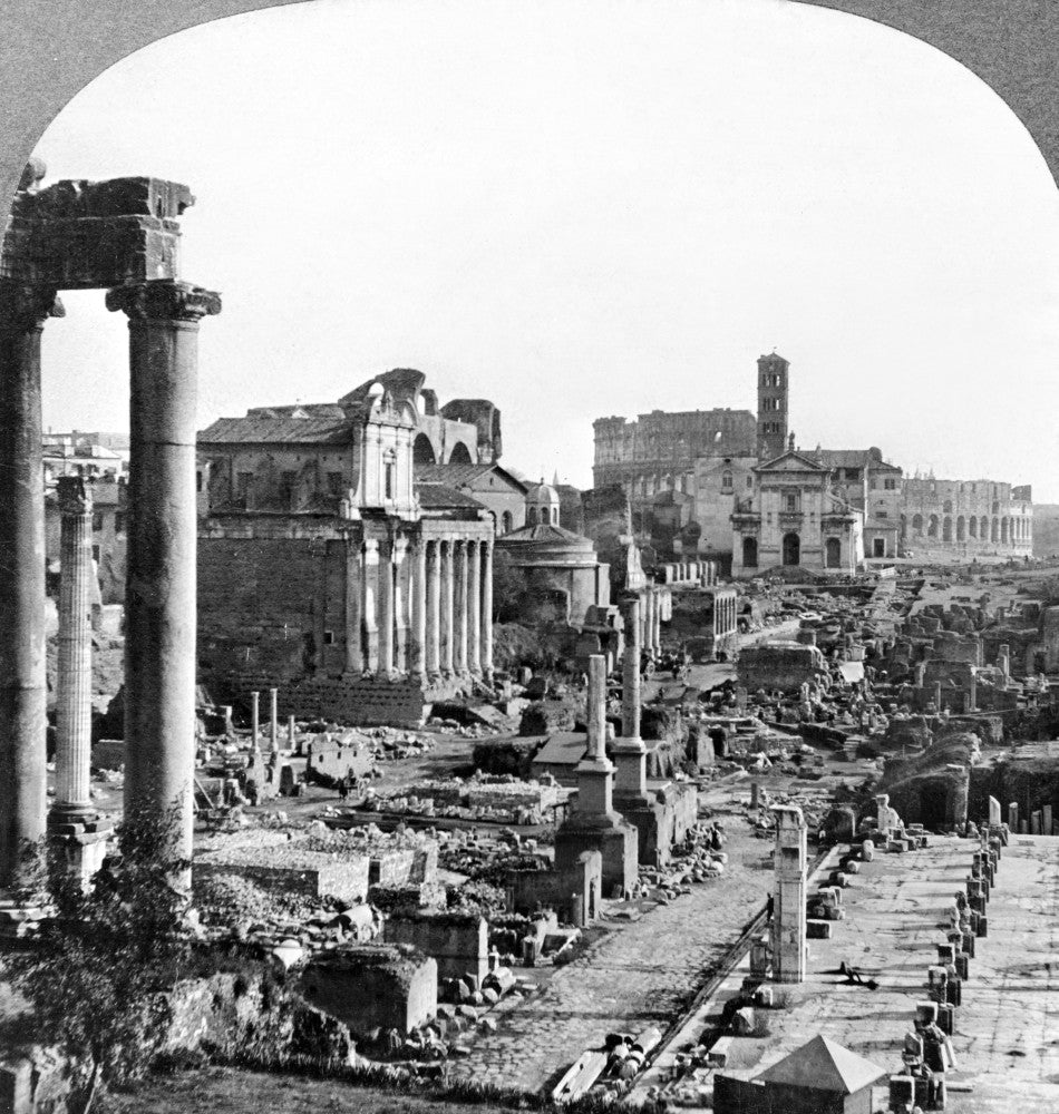 Rome: Forum and Colosseum Ruins Fine Art Print - C1906