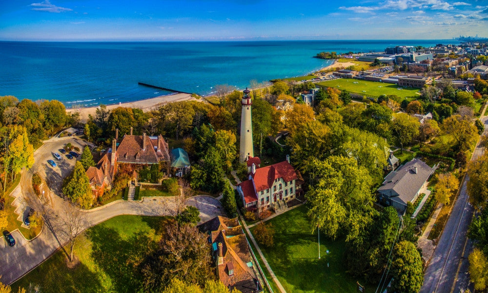 Elevated View of Grosse Point Lighthouse Fine Art Print by Panoramic Images