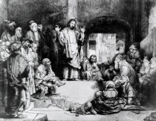 Christ Preaching Fine Art Etching Print by Rembrandt van Rijn