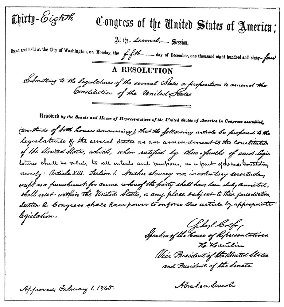13th Amendment Congressional Resolution Fine Art Print by Granger Collection