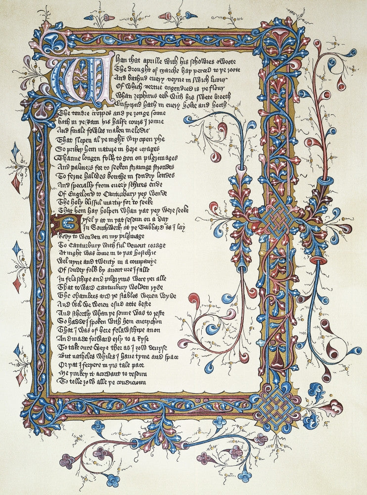 Canterbury Tales Prologue Manuscript Fine Art Print by Granger Collection