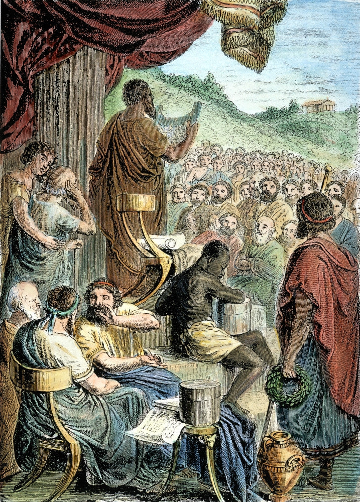 Herodotus Reading His History Fine Art Print - 19th Century Engraving