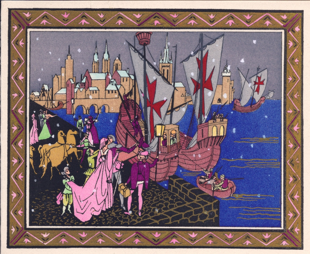 Pochoir Technique Art Deco Greetings Card Poster Print