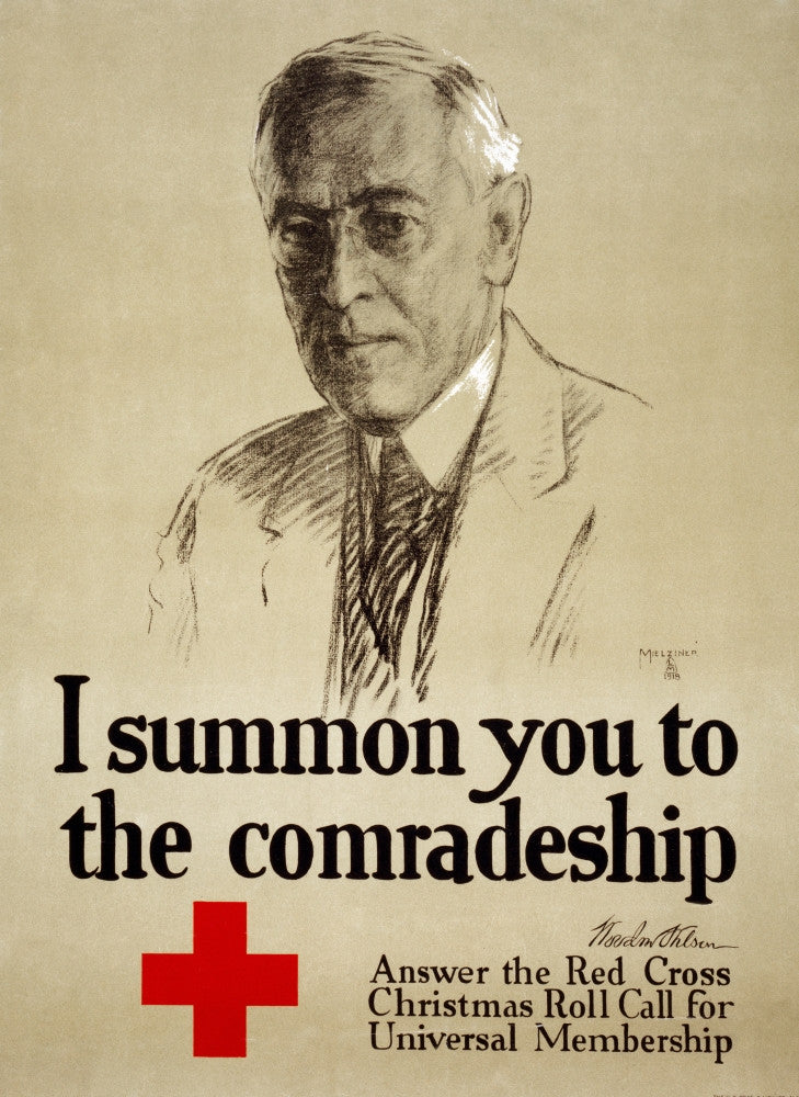 1918 Red Cross Recruitment Poster Featuring President Wilson