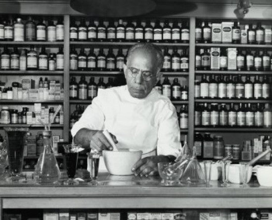 Pharmacist Preparing Medicine with Mortar and Pestle Fine Art Print
