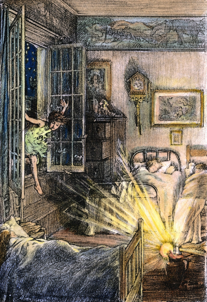 Peter Pan Nursery Scene Fine Art Print by Francis D. Bedford