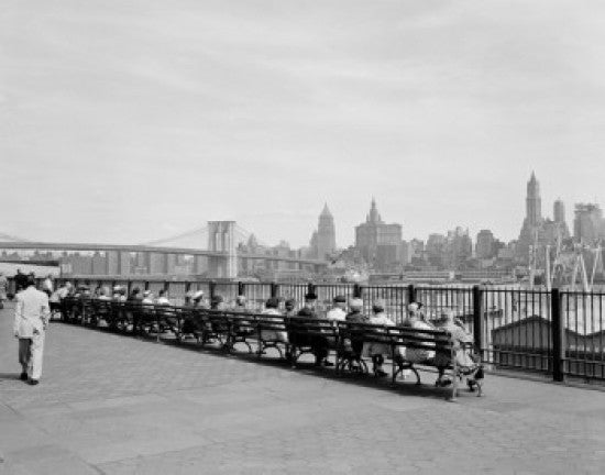 Brooklyn Heights People on Promenade Benches Fine Art Print