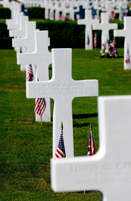 American Flags at Madingley American Cemetery Fine Art Print by Stocktrek Images