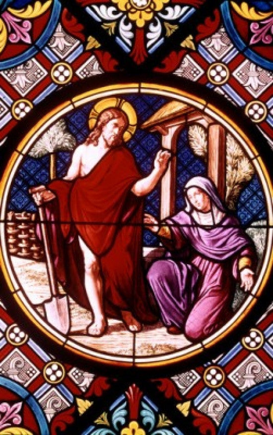 Jesus And The Woman Of Samaria Stained Glass Fine Art Print